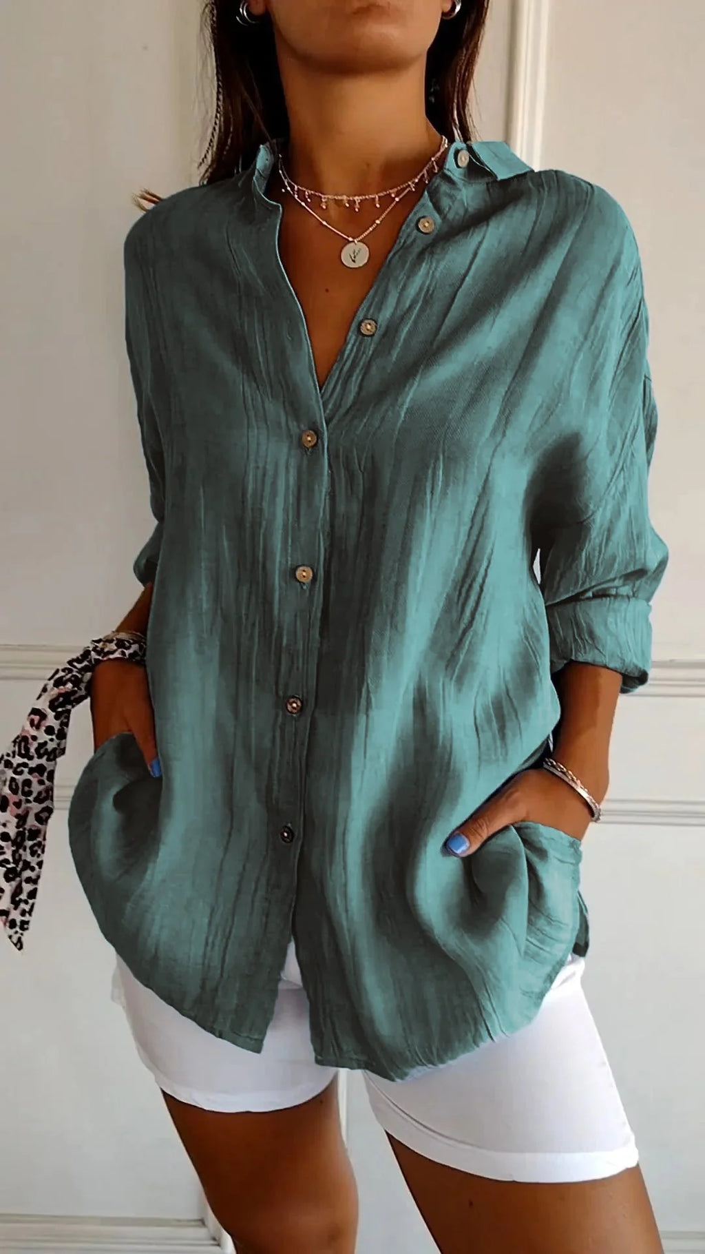 Women'S Elegant Synthetic Blend Shirt | Flattering Pleated Design for Versatile Styling