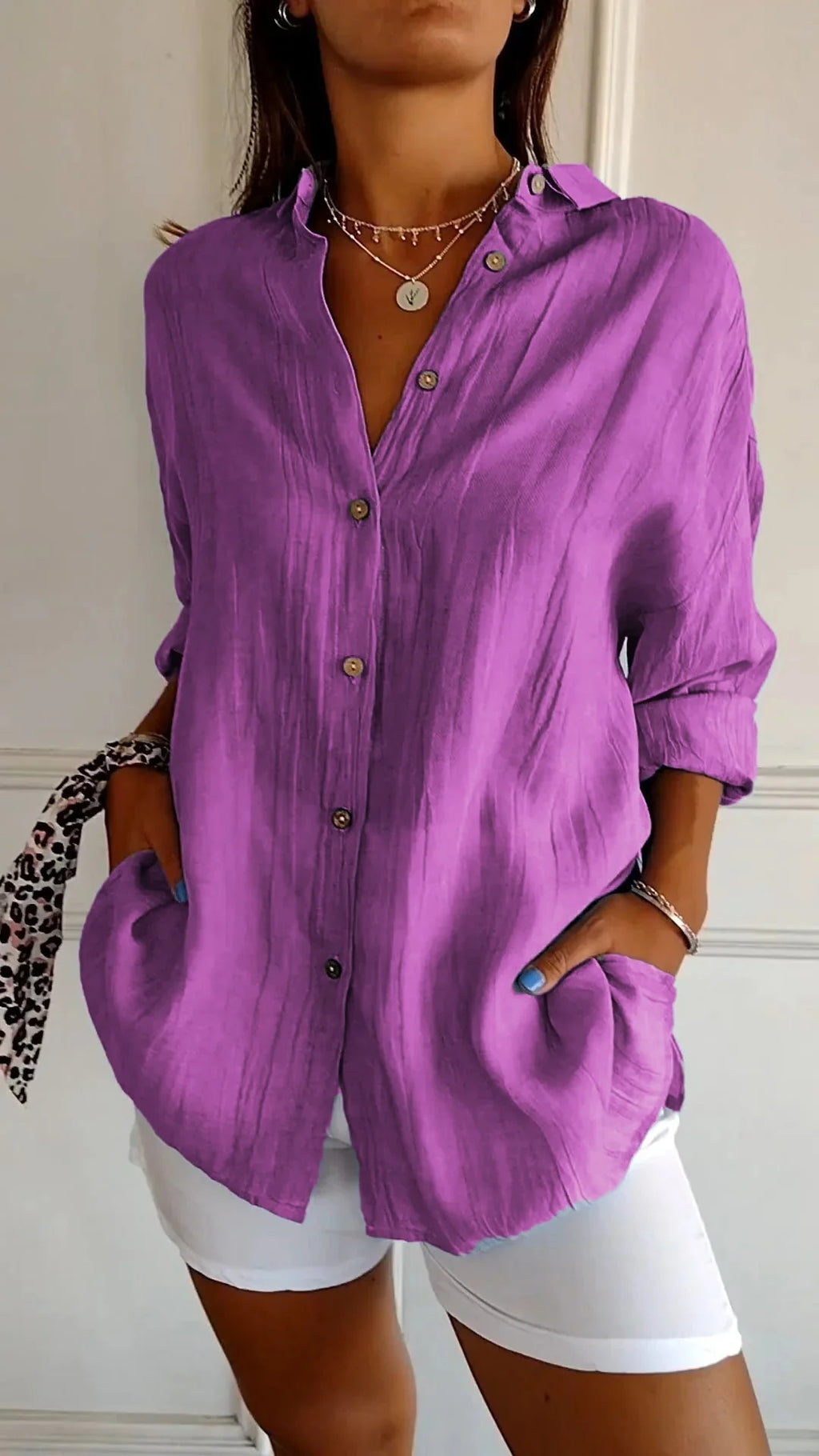 Women'S Elegant Synthetic Blend Shirt | Flattering Pleated Design for Versatile Styling