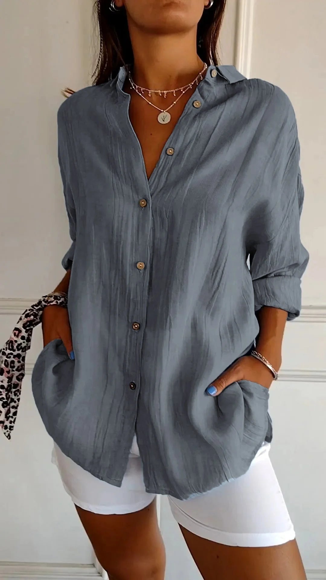 Women'S Elegant Synthetic Blend Shirt | Flattering Pleated Design for Versatile Styling