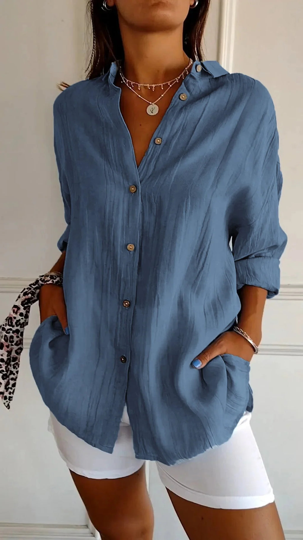 Women'S Elegant Synthetic Blend Shirt | Flattering Pleated Design for Versatile Styling