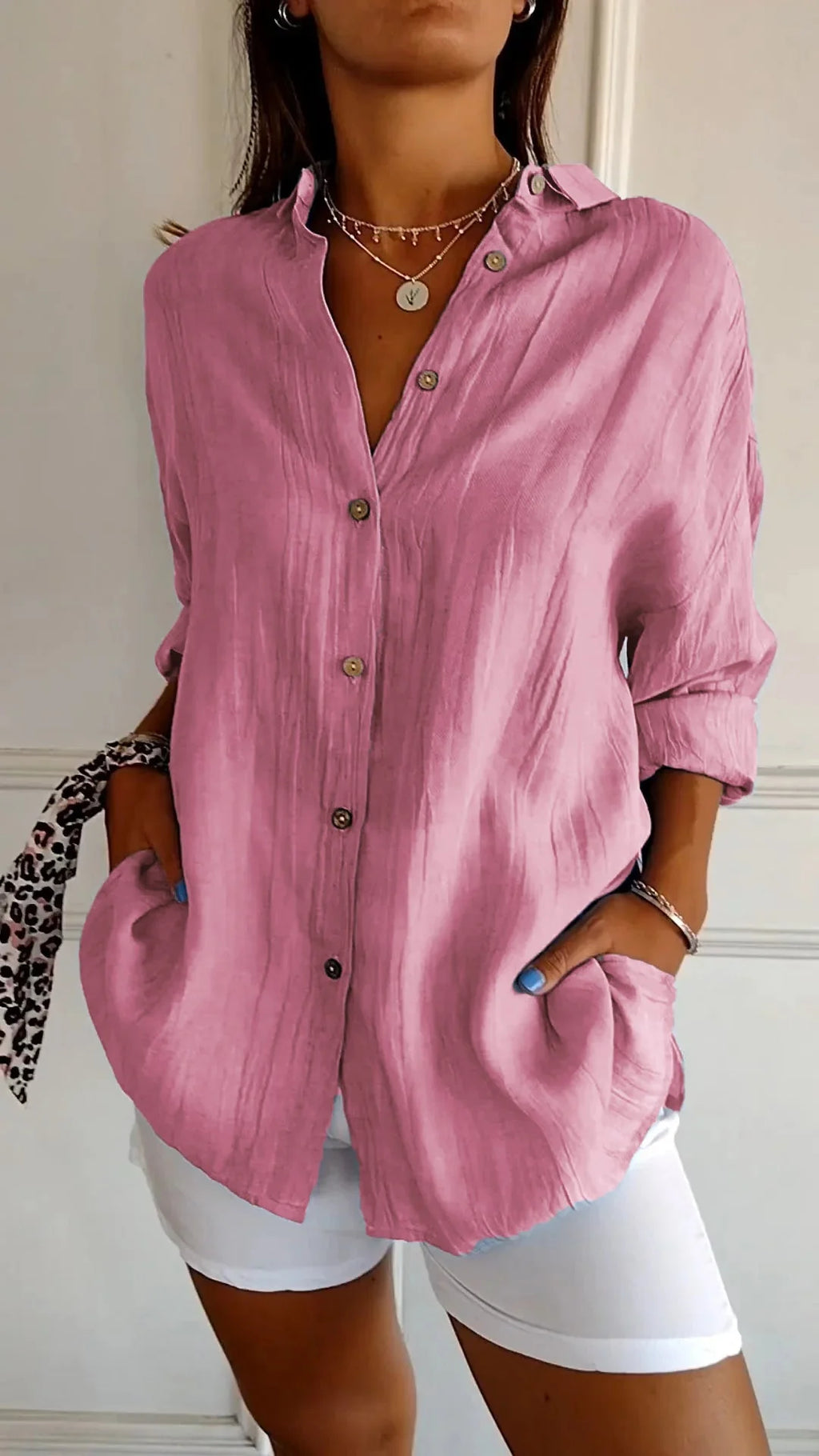 Women'S Elegant Synthetic Blend Shirt | Flattering Pleated Design for Versatile Styling