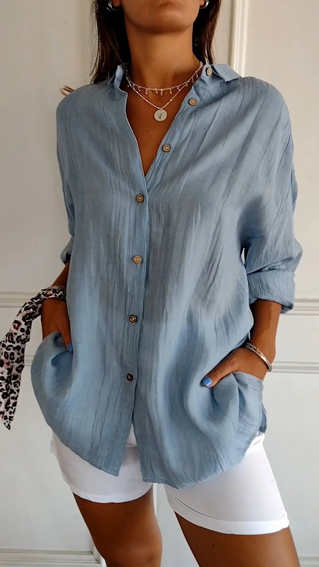 Women'S Elegant Synthetic Blend Shirt | Flattering Pleated Design for Versatile Styling