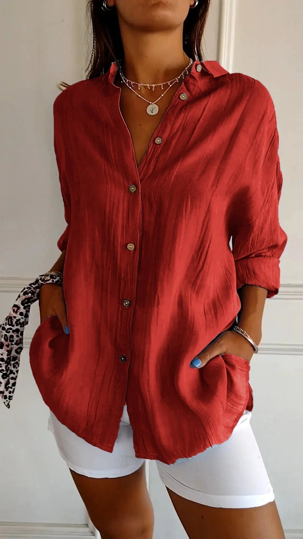 Women'S Elegant Synthetic Blend Shirt | Flattering Pleated Design for Versatile Styling
