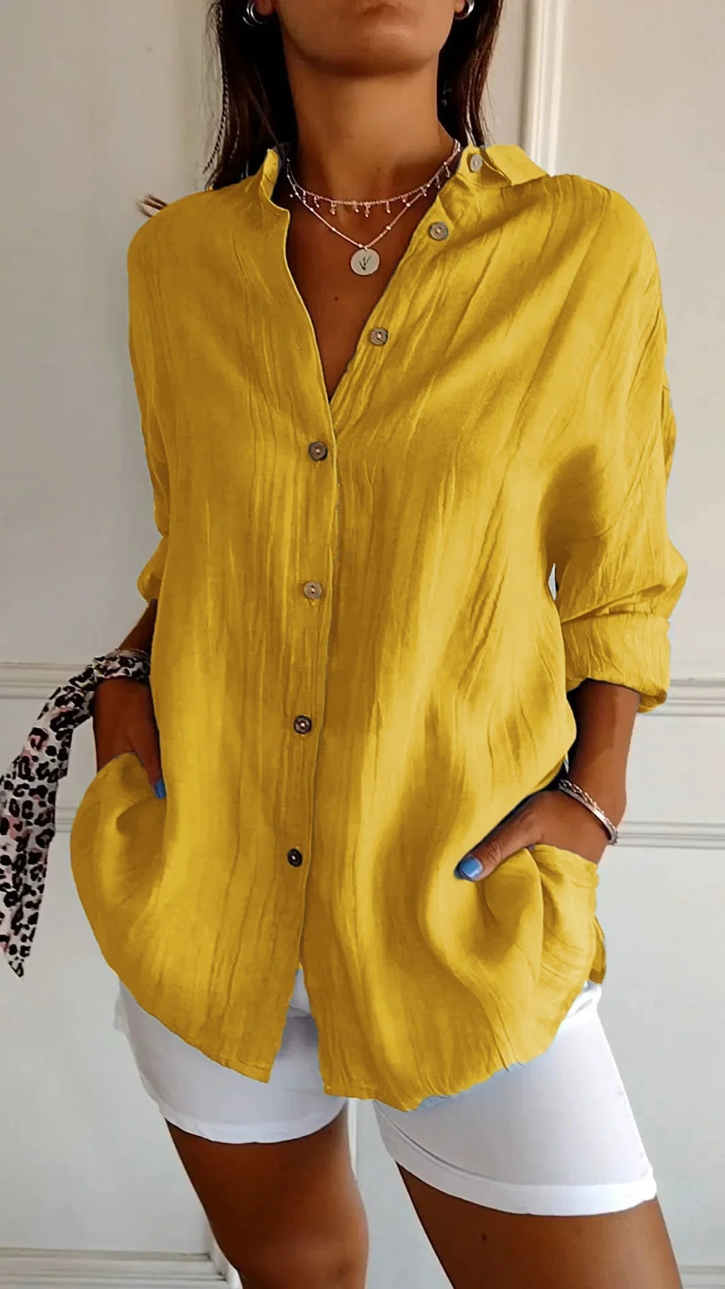 Women'S Elegant Synthetic Blend Shirt | Flattering Pleated Design for Versatile Styling