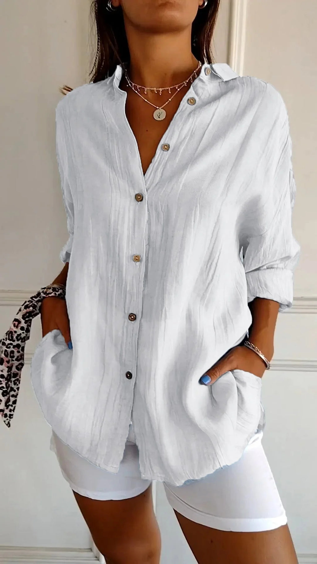 Women'S Elegant Synthetic Blend Shirt | Flattering Pleated Design for Versatile Styling