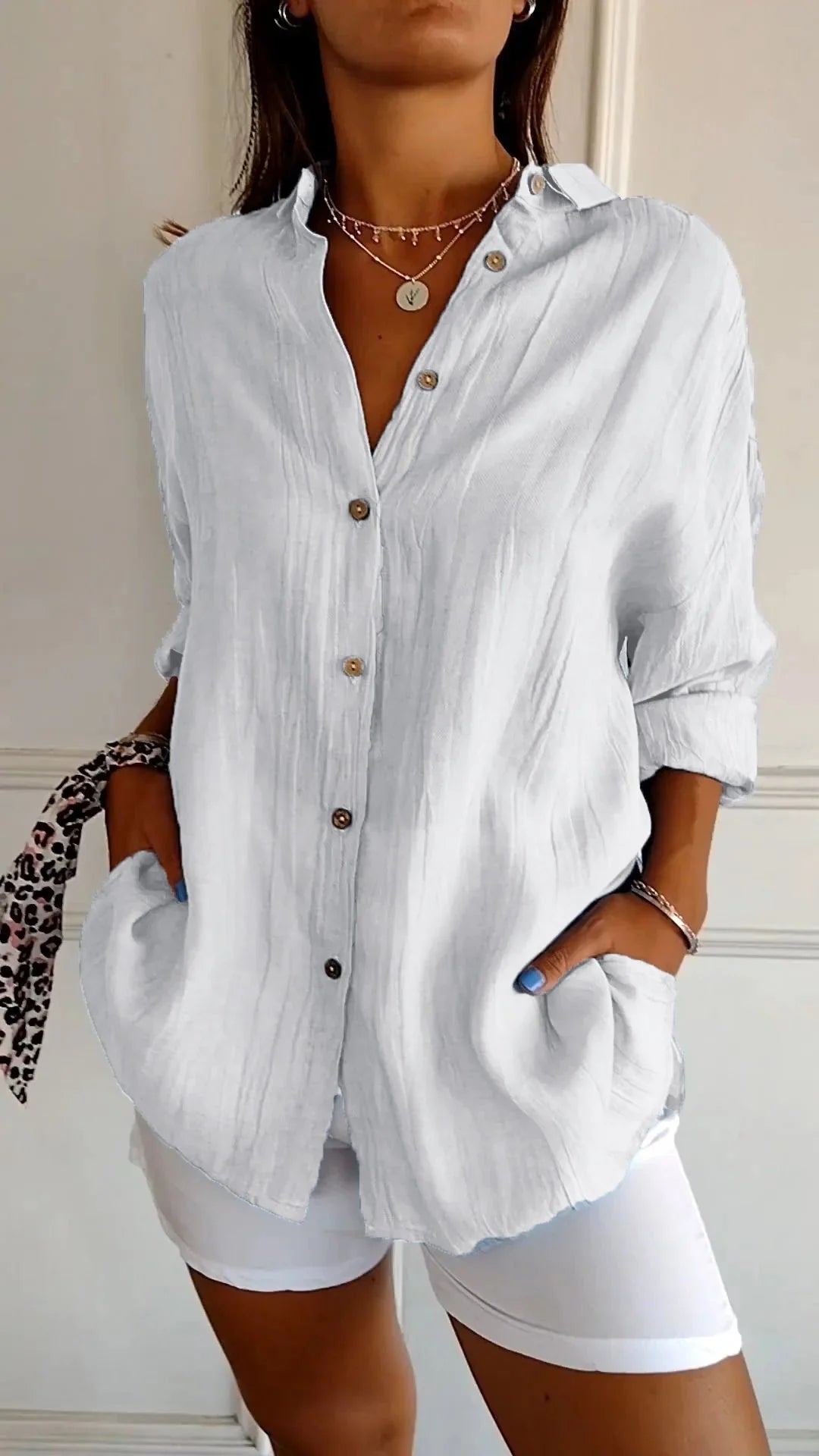 Women'S Elegant Synthetic Blend Shirt | Flattering Pleated Design for Versatile Styling