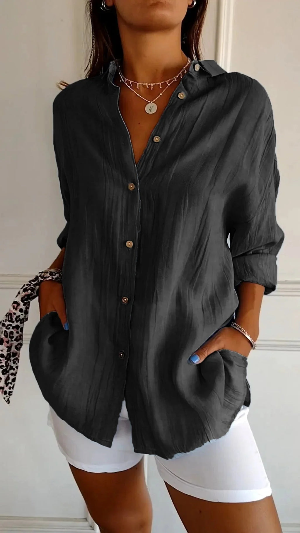 Women'S Elegant Synthetic Blend Shirt | Flattering Pleated Design for Versatile Styling