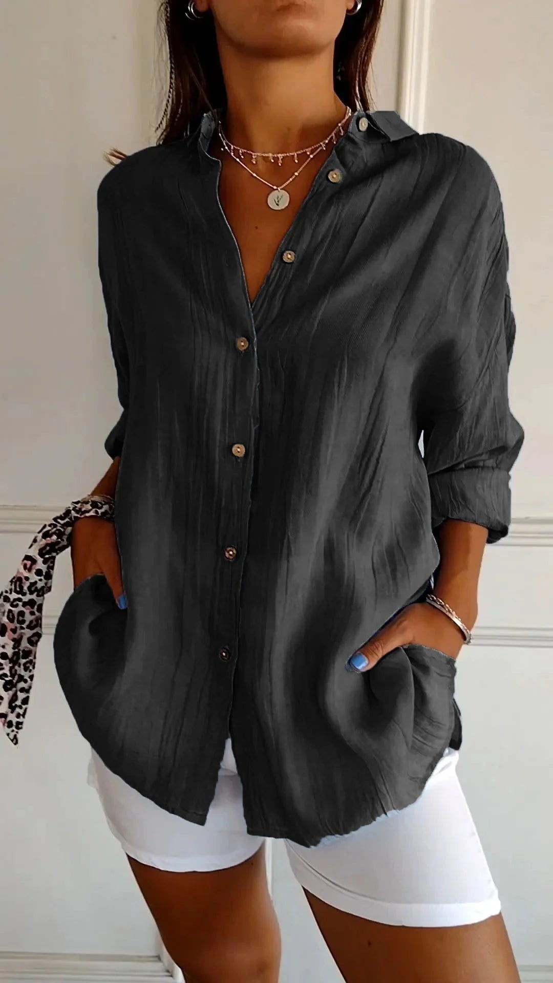 Women'S Elegant Synthetic Blend Shirt | Flattering Pleated Design for Versatile Styling